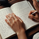 A person journaling, diving deep into emotions to explore feelings and identify their sources.