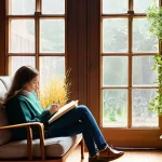 정신적 회복을 위한 저널링 방법 - **Prompt 1: Peaceful Reflection and Journaling**
    "A serene and cozy indoor scene. A young person...