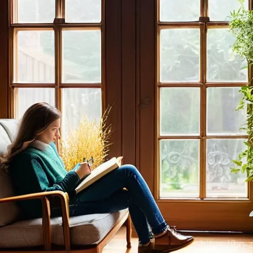 정신적 회복을 위한 저널링 방법 - **Prompt 1: Peaceful Reflection and Journaling**
    "A serene and cozy indoor scene. A young person...