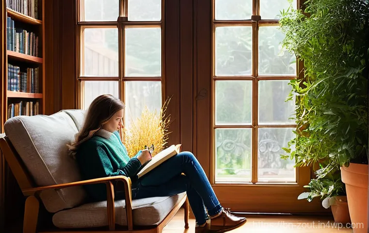 정신적 회복을 위한 저널링 방법 - **Prompt 1: Peaceful Reflection and Journaling**
    "A serene and cozy indoor scene. A young person...