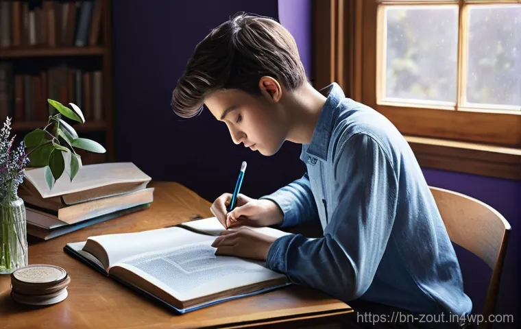 정신적 회복을 위한 저널링 방법 - **Prompt 1: Peaceful Reflection and Journaling**
    "A serene and cozy indoor scene. A young person...